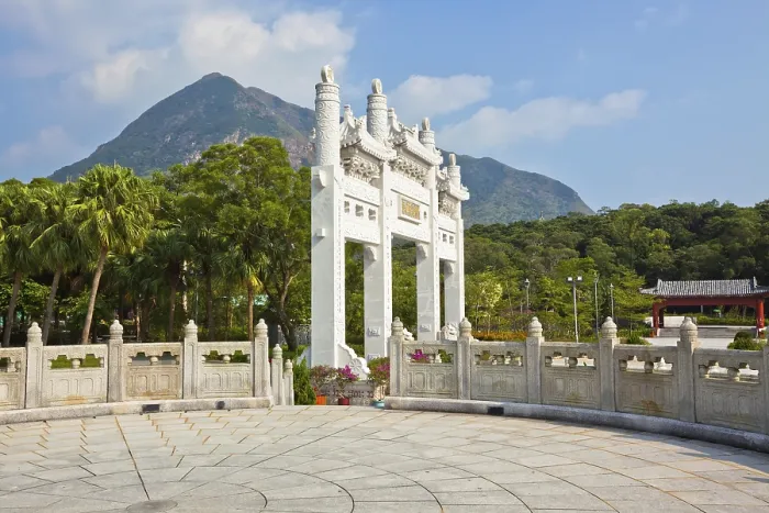 Framed Print : The Big Buddha Po Lin monastery Lantau island in Hong Kong