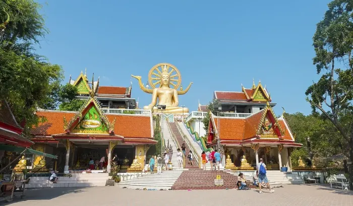Framed Print : Big Buddha statue at the Wat Phra Yai Ko Pan Temple in Ban Bo Phut