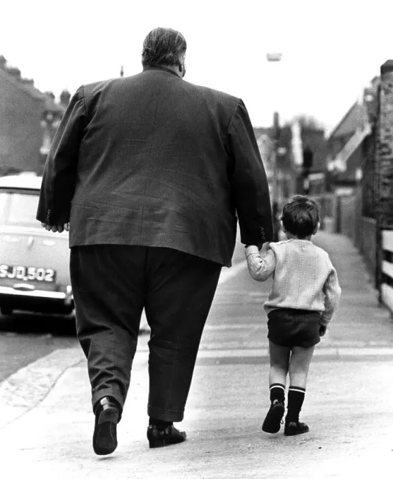 Framed Print : Big man and little boy, England, Great Britain Framed Print : Big man and little boy, England, Great Britain