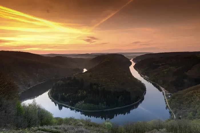 Framed Print : Big Saar loop at sunrise, near Mettlach Framed Print : Big Saar loop at sunrise, near Mettlach