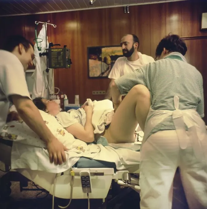 Framed Print : The birth of a child in hospital