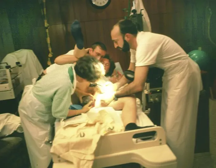 Framed Print : The birth of a child in hospital