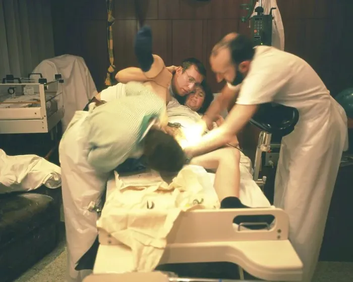 Framed Print : The birth of a child in hospital