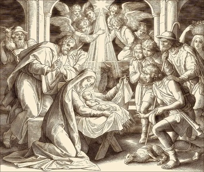 Framed Print : The birth of Jesus Christ, by Julius Schnorr von Carolsfeld