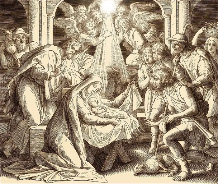 Framed Print : The birth of Jesus Christ, by Julius Schnorr von Carolsfeld
