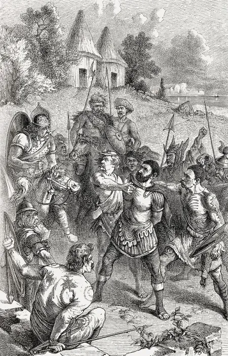 Framed Print : Bitannic chieftains and captured Centurion