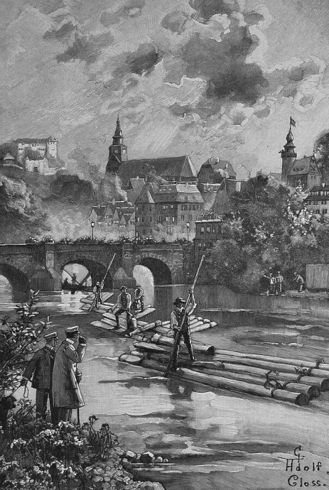 Framed Print : Black Forest rafter on the Neckar river in Tuebingen