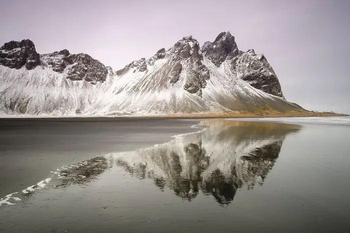 Framed Print : Black lava beach, Mount Vestrahorn