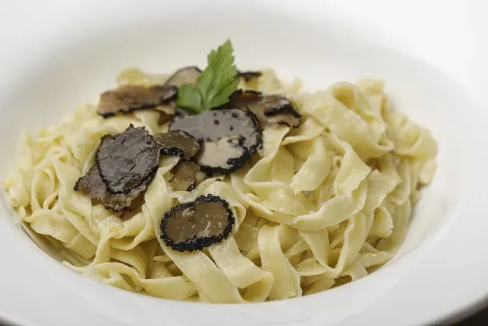 Framed Print : Black truffle on homemade pasta