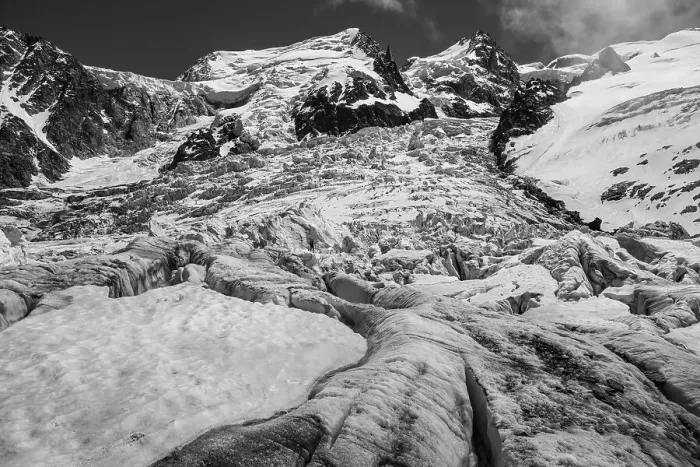 Framed Print : Black and white, La Jonction, glacier tongue Framed Print : Black and white, La Jonction, glacier tongue
