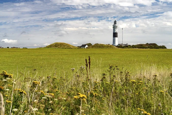 Framed Print : The black and white Langer Christian lighthouse near Kampen Framed Print : The black and white Langer Christian lighthouse near Kampen