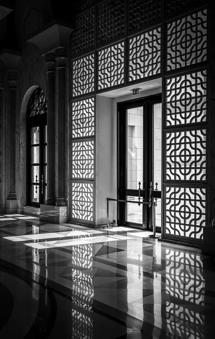 Framed Print : Black and white photograph, Qasr Al Watan
