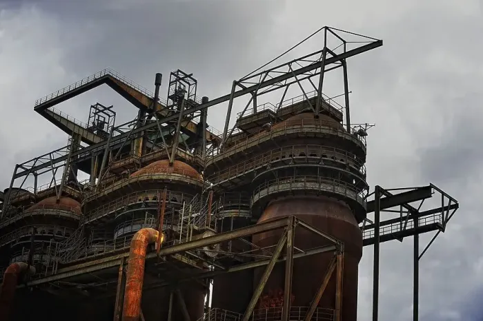Framed Print : Blast furnace plant, industrial monument