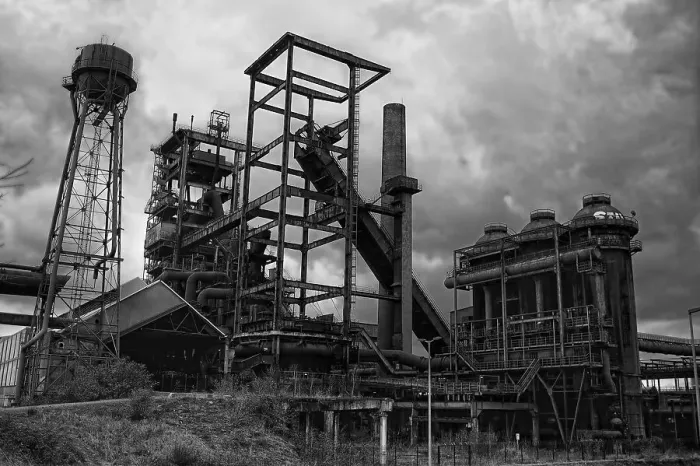 Framed Print : Former blast furnace plant, steelworks