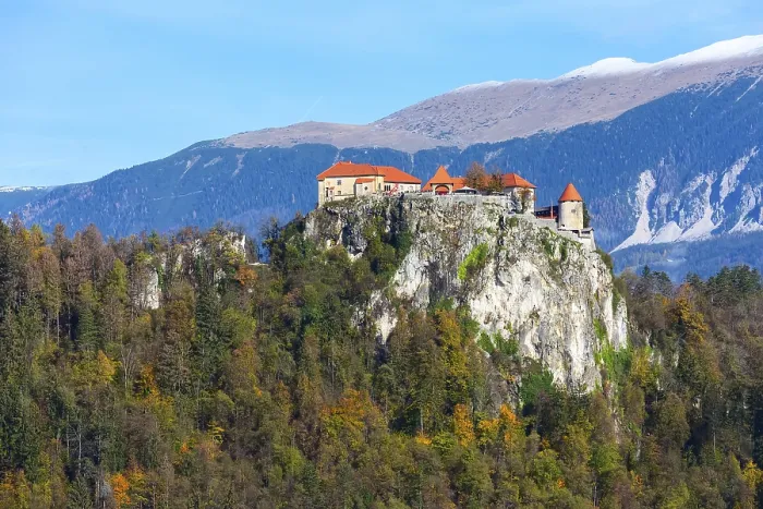Framed Print : Bled castle on rock top near lake in Slovenia Framed Print : Bled castle on rock top near lake in Slovenia