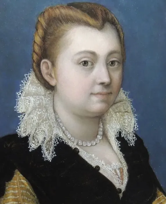 Framed Print : Blonde Woman with White Collar