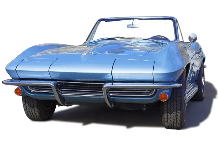 Framed Print : Blue Chevrolet Corvette Sting Ray Convertible