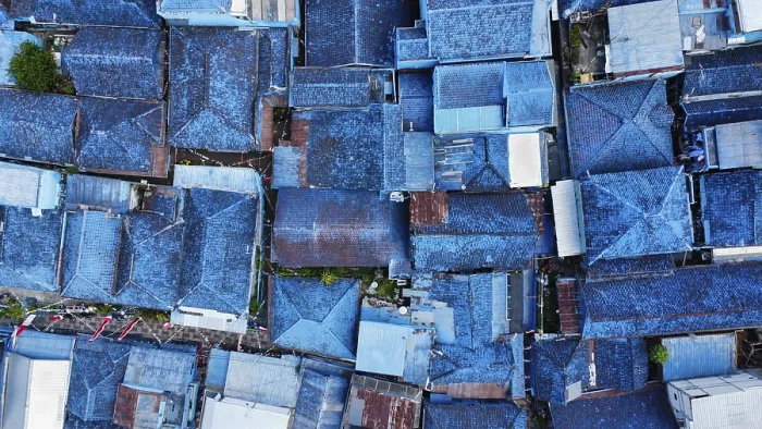 Framed Print : The blue village in Indonesia, photograped with a drone Framed Print : The blue village in Indonesia, photograped with a drone