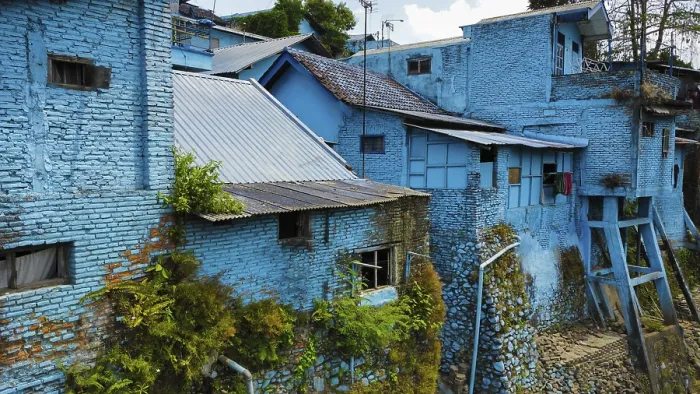 Framed Print : The blue village in Indonesia, photograped with a drone Framed Print : The blue village in Indonesia, photograped with a drone