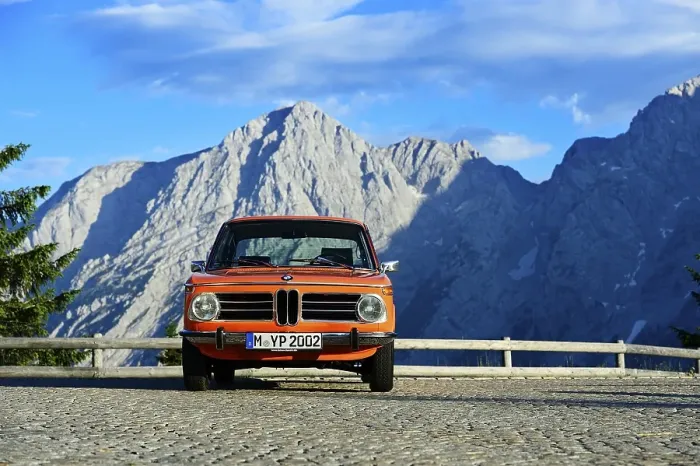 Framed Print : BMW 2002 tii, classic car on the Rossfeld panorama road Framed Print : BMW 2002 tii, classic car on the Rossfeld panorama road