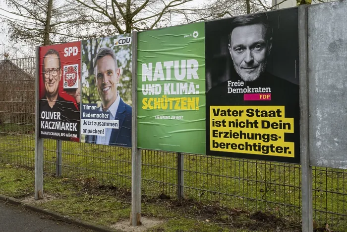 Framed Print : Board with election posters, SPD