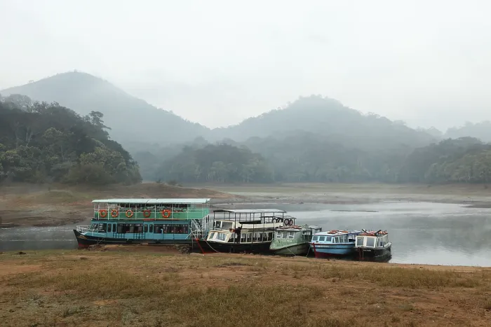 Framed Print : Boat landing place at Thekkady Lake