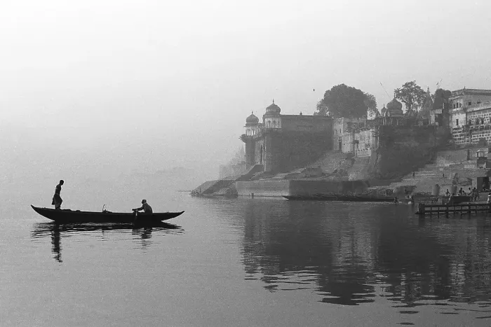 Framed Print : Boat in river Ganges Varanasi Uttar Pradesh India Asia 1982