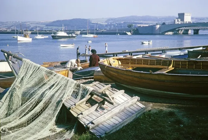 Framed Print : Boats on the banks of the River Conwy, Conwy, Anglesey, North Wales, Wales, UK 1966