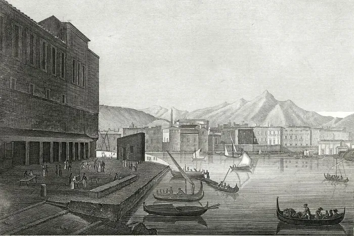 Framed Print : Boats in the harbour and the fish market in Palermo Framed Print : Boats in the harbour and the fish market in Palermo