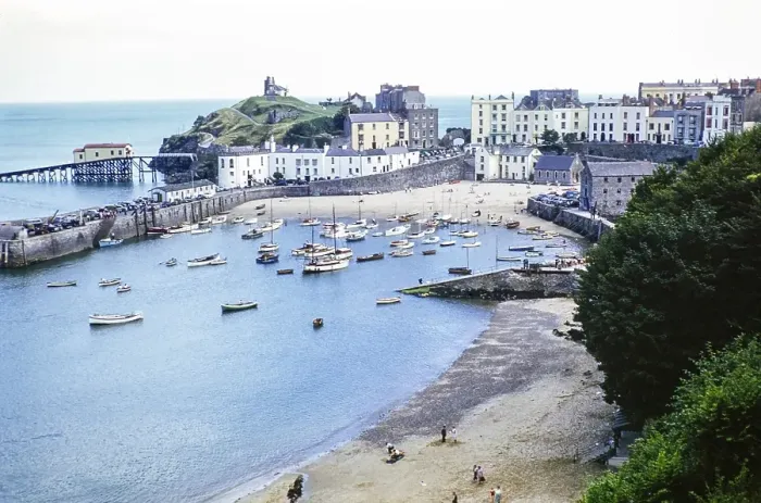 Framed Print : Boats moored in Tenby harbour, Pembrokeshire, Wales, United Kingdom, late 1950s, Europe Framed Print : Boats moored in Tenby harbour, Pembrokeshire, Wales, United Kingdom, late 1950s, Europe