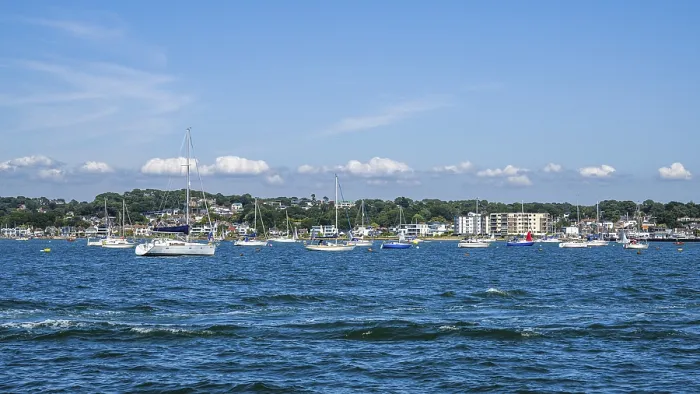 Framed Print : Boats on seaside in Poole, Dorset