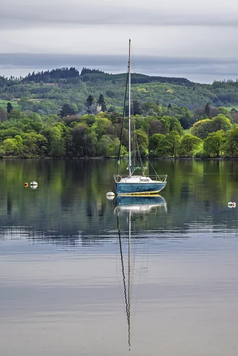Framed Print : Boats on Windermere Lake and mountains