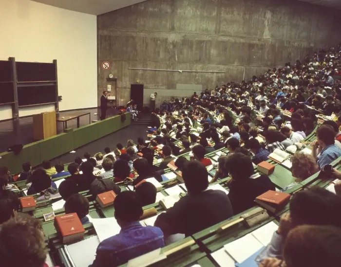 Framed Print : Bochum. Lectures at the Ruhr University with partial overcrowding ca 1990