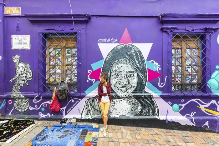 Framed Print : Bogota, Colombia March 31 This mural representing a native has been realized on a wall of one of the ancient districts