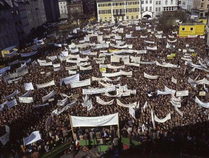 Framed Print : Bonn. Farmers rally. 80s