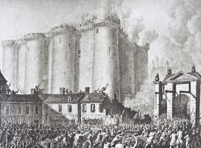 Framed Print : Book illustration representing the storming of the Bastille on 14th july 1789