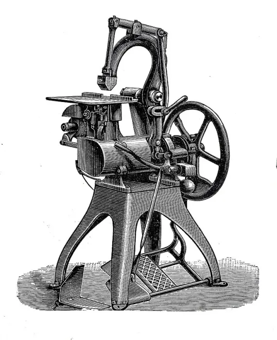 Framed Print : Bookbinding machines 1890: wire stitching machine for foot operation