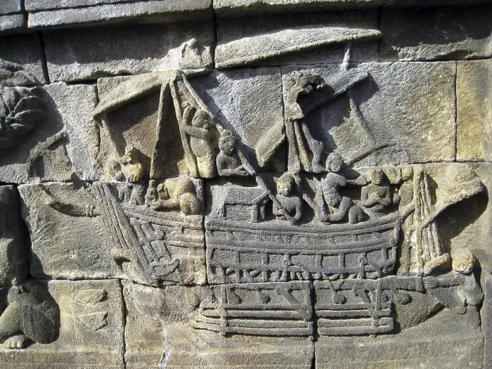 Framed Print : A Borobudur ship is the 8th-century wooden double outrigger