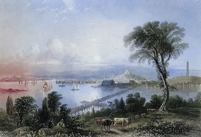 Framed Print : Boston and Bunker Hill Massachusetts USA in the nineteenth century