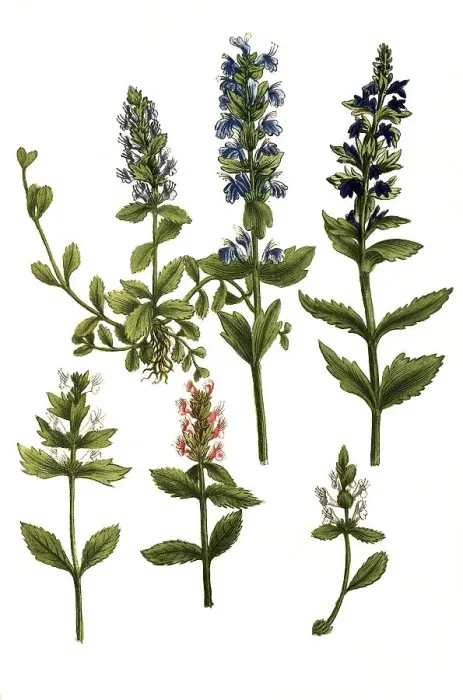 Framed Print : Botany, Plant, various media, larkspur (Consolida)
