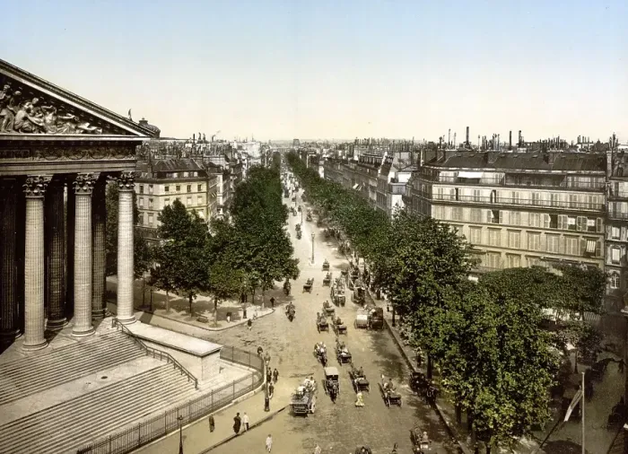 Framed Print : Boulevard de la Madeline, Madeleine, Paris, France, Historical, c. 1900, digitally restored reproduction from a 19th century original, Europe