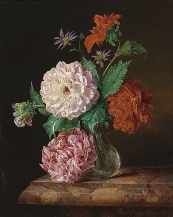 Framed Print : Bouquet of flowers with dahlias