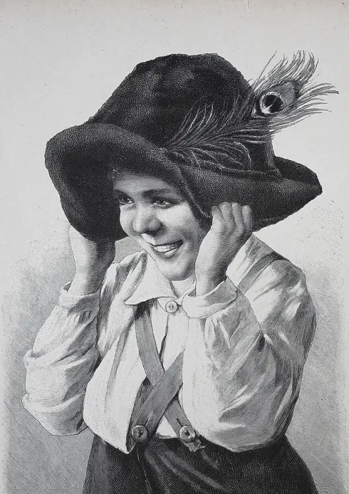 Framed Print : Boy Playing and Having Fun with Hat and Braces Framed Print : Boy Playing and Having Fun with Hat and Braces