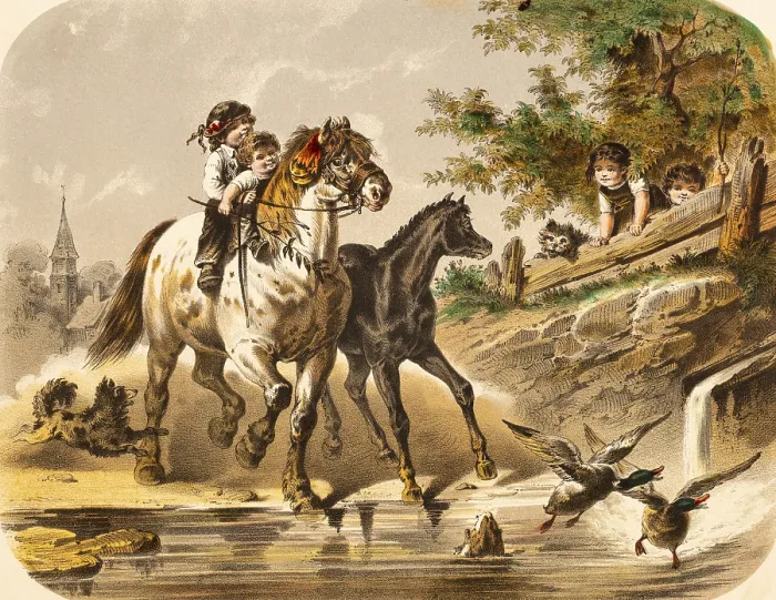 Framed Print : Boys and girls have fun riding on a river Framed Print : Boys and girls have fun riding on a river