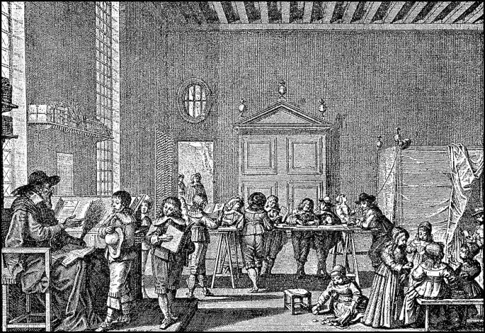 Framed Print : A boys school in the second half of the 17th century