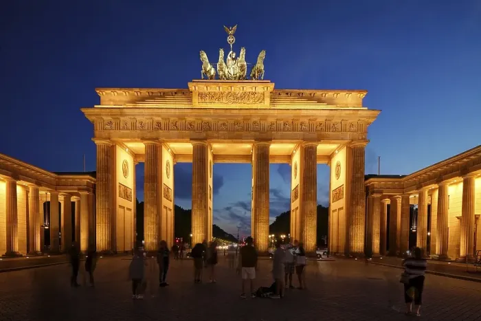 Framed Print : Brandenburg Gate at dusk, Berlin, Germany, Europe