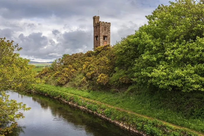 Framed Print : The Braystones Tower and the River Ehen in Braystones