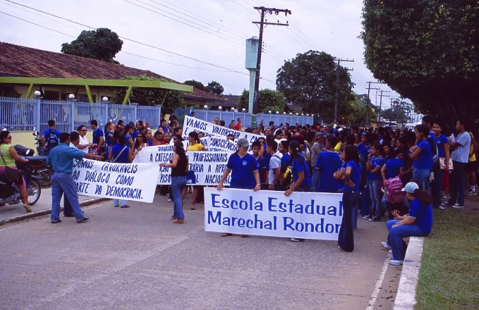 Framed Print : Brazil: Paritins teachers strike and demonstrate on the streets