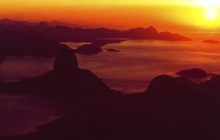 Framed Print : Brazil: Skyline of Rio de Janeiro from Corcorvado at sunset