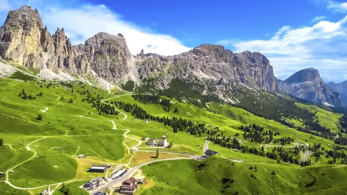 Framed Print : Breathtaking aerial view of the scenic gardena pass in the dolomites